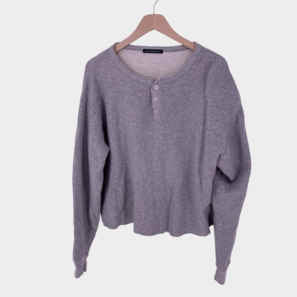 Brandy Melville Tops - Brandy Melville Crop Oversized Sweatshirt Gray O/S